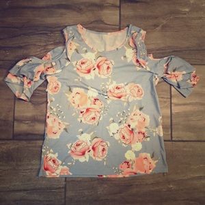 Floral open shoulder top